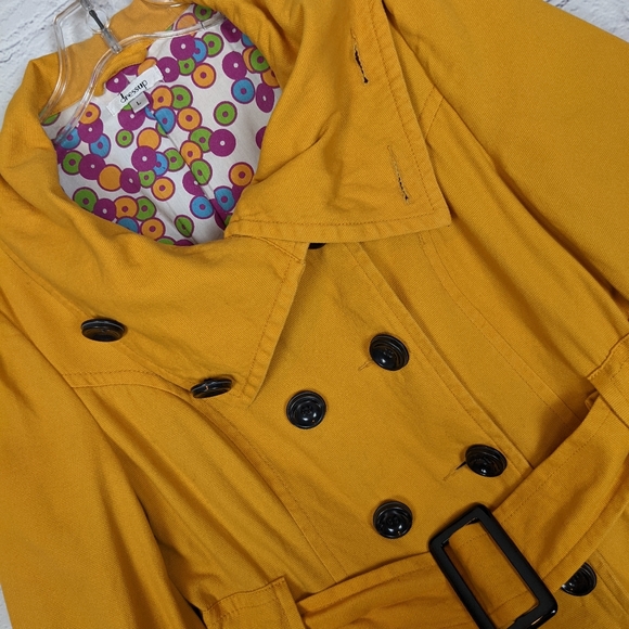 Dressup Mustard Gold Canvas Trench Coat Jacket L - Picture 3 of 13